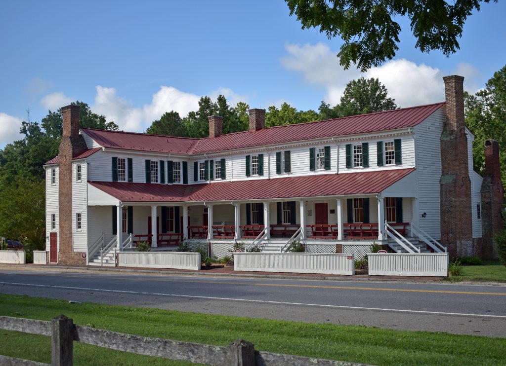 Front exterior view of Hanover Tavern in Hanover County, Virginia.