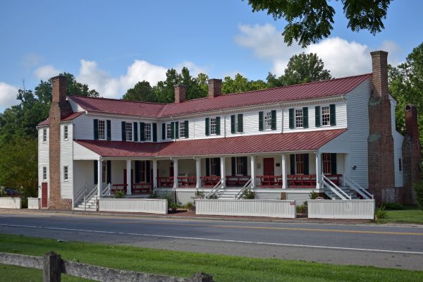 Front exterior view of Hanover Tavern in Hanover County, Virginia.