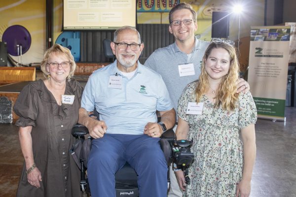 Zannino Engineering founders Tom and Lisa Zannino with President Rob Childree and Denise Childree at the company's 35th anniversary celebration.